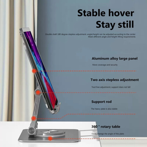 Supporto per tablet pieghevole, girevole a 360 e regolabile. 2