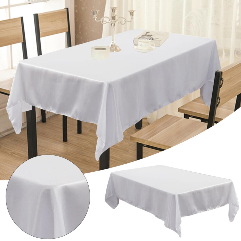 White satin tablecloth rectangular solid color