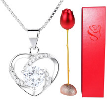 Rosenhalter-Halsketten-Set „Ewige Liebe“ – Romantischer Diamant-Zirkon-Anhänger – Unvergängliches Valentinstagsgeschenk