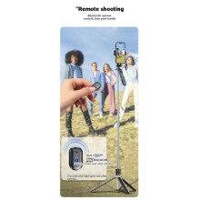 Wireless  Selfie Stick 6-Section Telescopic Pole with Fill Light Anti-Shake Vlogging Photography Gadget