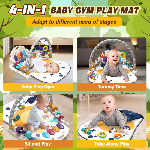 Lekematte for magebruk med pianogym og 7 sensoriske leker 1