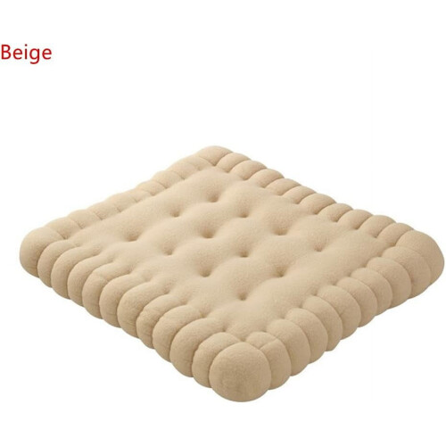 Almofada bege macia em formato de biscoito para sofá/poltrona 1