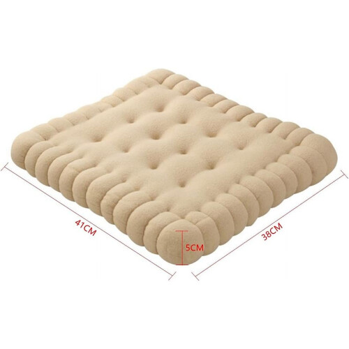 Almofada bege macia em formato de biscoito para sofá/poltrona 2