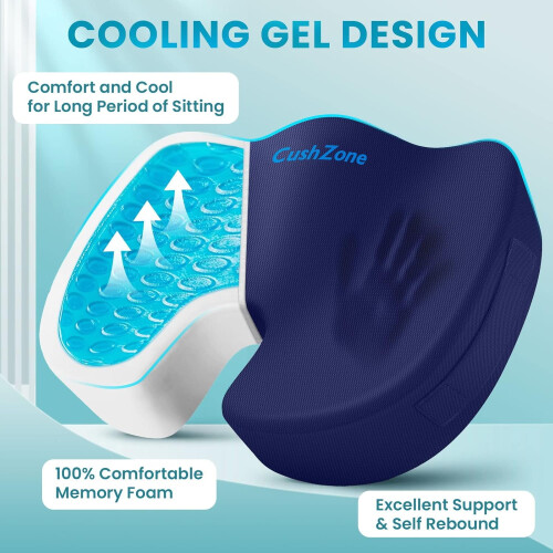 Almofada de assento em espuma viscoelástica para escritório e carro com gel refrescante 1