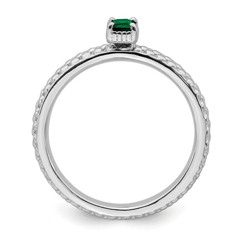 Emerald sterling silver ring single stone 1