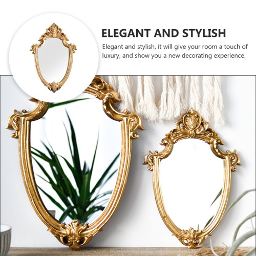 Wall-mounted makeup mirror with gold antique baroque frame 1