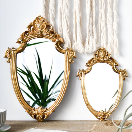 Wall-mounted makeup mirror with gold antique baroque frame 2