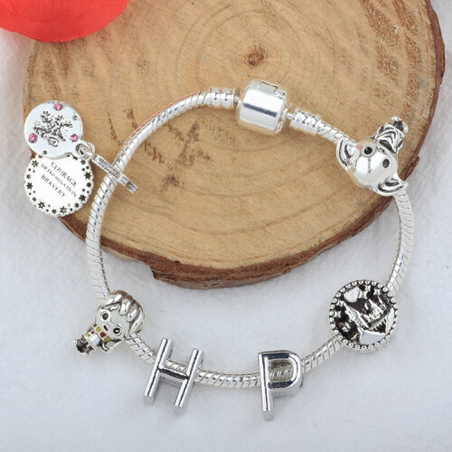 Silver Alloy Beaded Bracelet Large Hole DIY 1 Piece 1