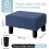 Foot Stool Ottoman with Legs Blue Rectangular 16x12x10in 2