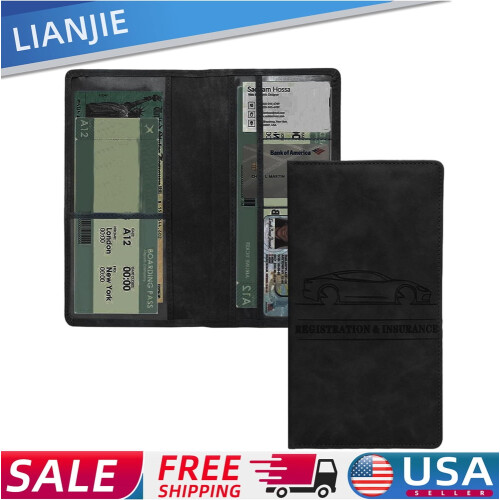 Porte-documents en cuir pour carte grise et assurance auto 1