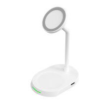 Tarmeek 15W magnetisk trådlös laddare med USB, kompatibel med Qi-aktiverade enheter, dubbel laddning för telefon och hörlurar, för barn och vuxna