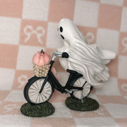 Halloween Ghost Bike Statue with Pink Pumpkin1pc 2