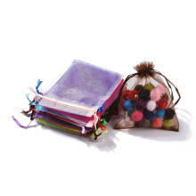 Organza-Geschenktüten, schlicht, rechteckig mit Kordelzug, 20 Stück, 12 x 9 cm