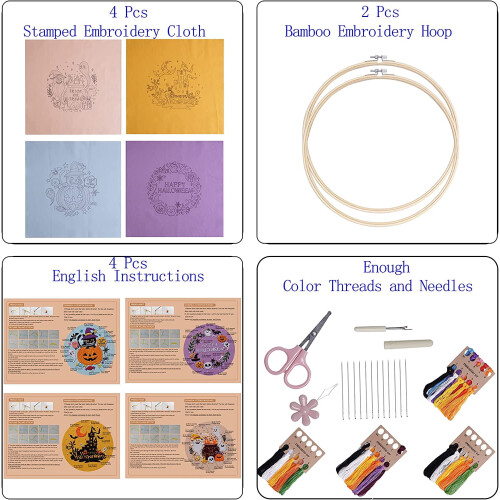 Kit de bordado Bonroy para iniciantes com bastidor e linhas. 1