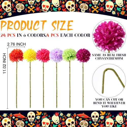 Artificial Marigold Flowers Bulk24pcs2.76inch multicolor 1