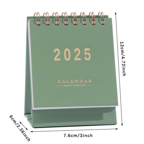 Mini Calendário de Mesa 2024-2025 com Aba e 18 Meses 2