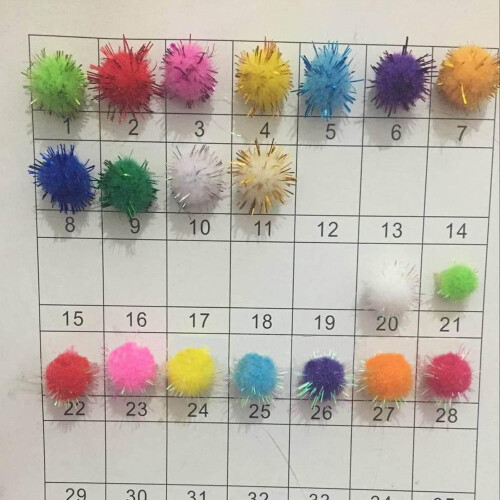Liathróidí feilte pompoms glitter 1cm 2000pcs il-dhathach 2