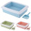 Arenero rectangular semicerrado para gatos, resistente a salpicaduras, color azul. 4