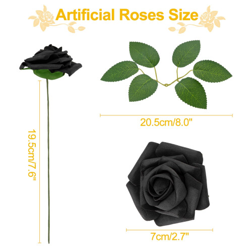Black Artificial Roses with Stems100pcs 1