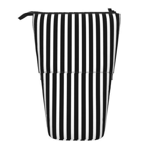 Trousse à crayons rayée noire et blanche (1 pièce) 1