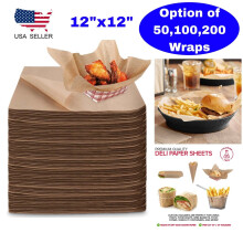 Brown deli wrap paper wax-coated 12x12 inch