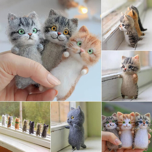 Viltnaaldviltset donkergrijs kitten1 set 1