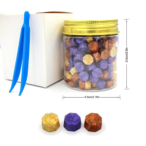 Perles de cire à cacheter violettes et dorées, 210 pièces 1