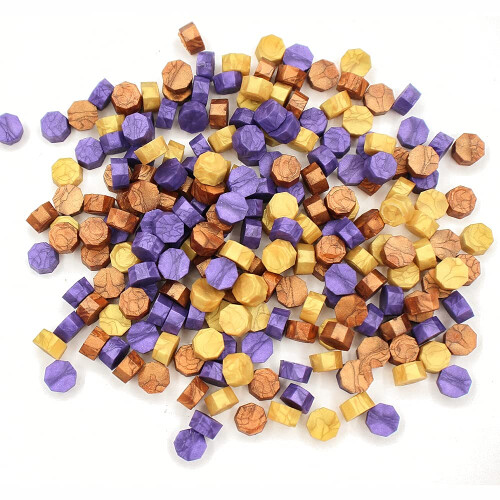 Perles de cire à cacheter violettes et dorées, 210 pièces 2