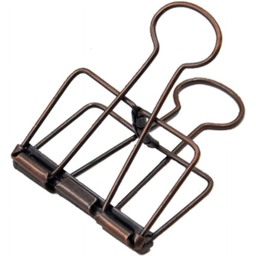Retro metalen bindclip, antiek messing, groot, 10 stuks 1