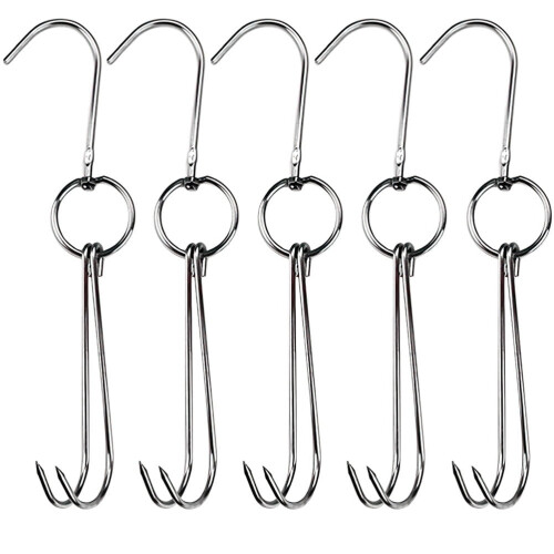 Ganci cinesi per appendere pancetta, salsicce, pesce (5 pezzi)