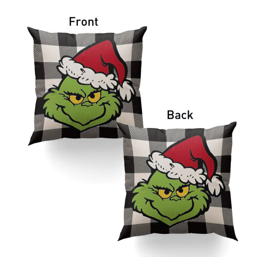 Μαξιλαροθήκη Grinch 16x16 ιντσών για εσωτερικούς και εξωτερικούς χώρους για διακοπές 1