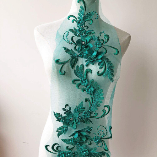 Parche de aplique de encaje floral con cuentas Emerald3D 1
