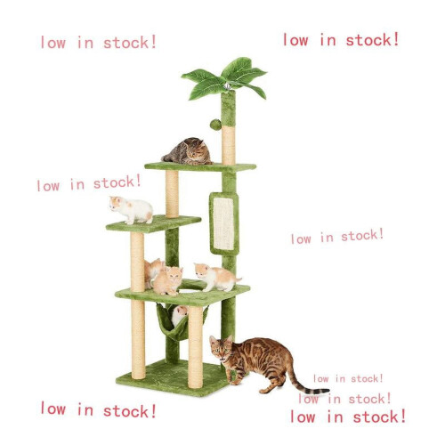 Cat Tree Tower with Plush House and Scratching Posts 1
