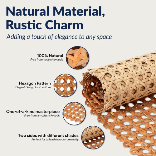 Rouleau de sangle en rotin naturel 45 cm x 1 m 1