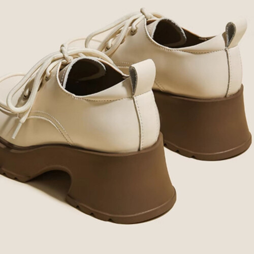 Damen-Plateauschuhe aus echtem Leder mit eckiger Zehenpartie 2