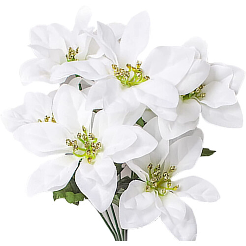 Artificial Poinsettia Bushes White35cm4Pack 1