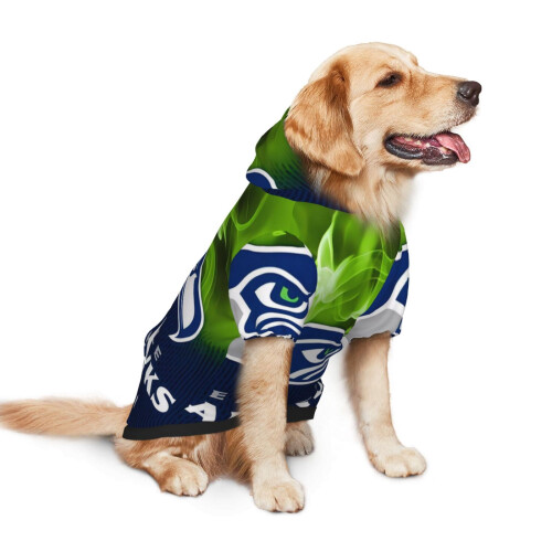 Moletom com capuz dos Seahawks para cães de porte médio e grande. 1