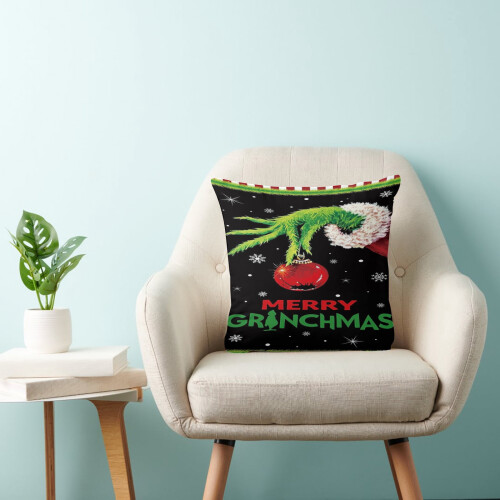 Μαξιλαροθήκη Grinch 18x18 ιντσών για διακόσμηση σπιτιού διακοπών 2