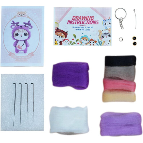 Felt Kitty Needle Felting Kit for Beginners Yellow Paw 2