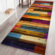 Premium blødt, skridsikkert tæppe 63,6 x 183,5 cm, vaskbar geometrisk indendørsmåtte med skridsikker PVC-bund til entré, soveværelse, stue,