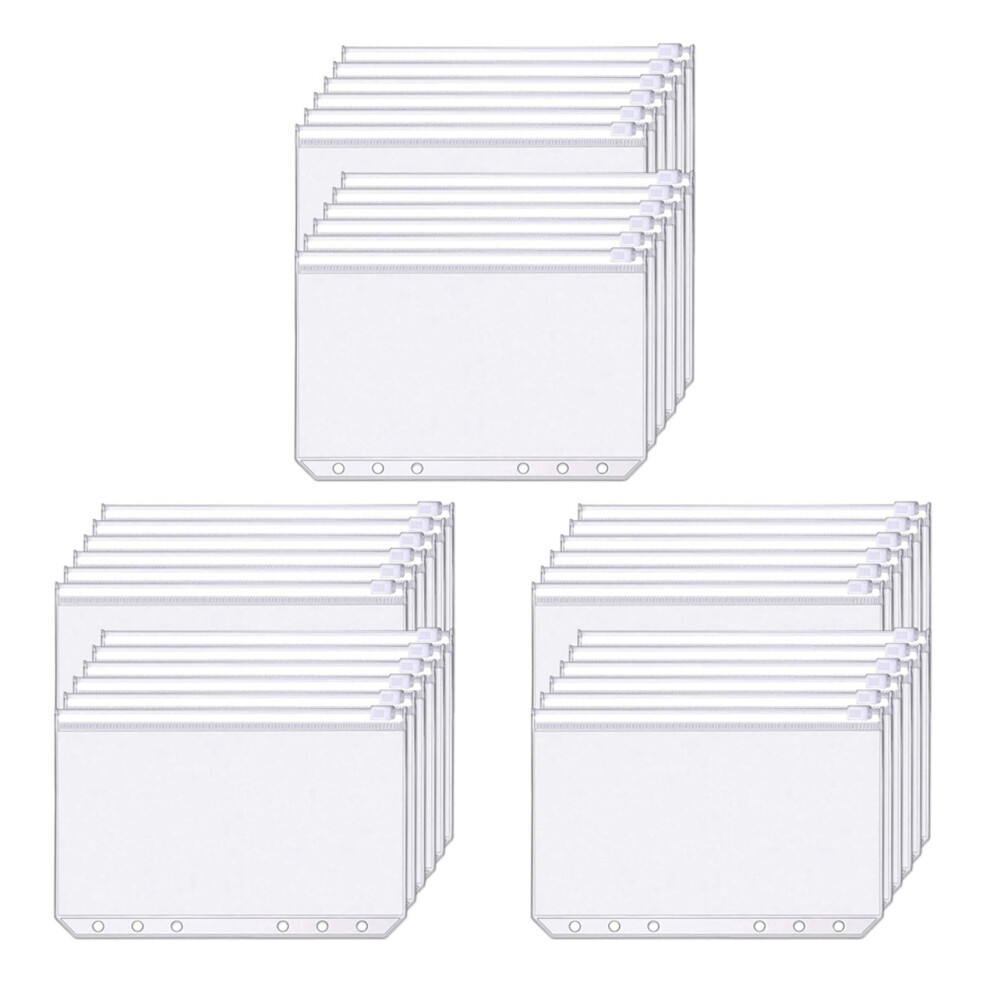 102 Pcs Binder Pockets A6 Size 6 Holes Zipper Binder Pouch Folders Clear Waterproof Pvc Loose Leaf Bags 6032337736417