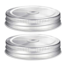 Lot de 2 couvercles pour bocaux Mason avec trou pour paille, en acier inoxydable.