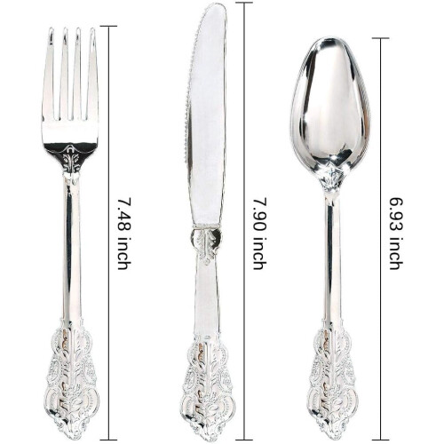 Silver Christmas Disposable Flatware Set360pcs 1