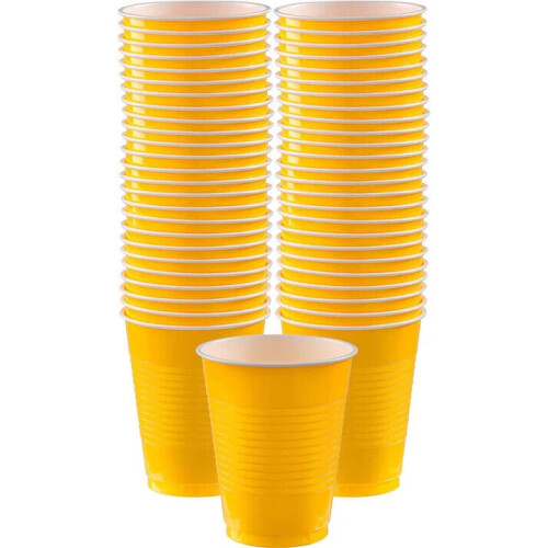 Copos amarelos para festa, plástico resistente, 355 ml (12 oz) 2