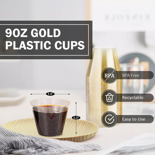 Gobelets en plastique doré 27 cl (300 pièces) 2