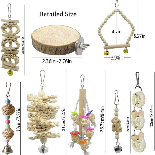 Ensemble de jouets pour perroquets, inséparables et perruches en bois naturel 2