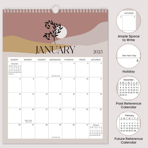 Calendario da parete a tema boho, 18 mesi, 37,3 x 29,2 cm. 1