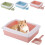 Arenero rectangular semicerrado para gatos, resistente a salpicaduras, color azul. 2
