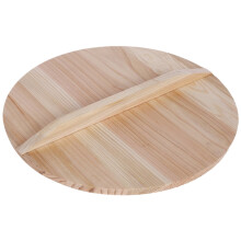 Couvercle de wok en bois résistant à la chaleur, rond, grand format (30 cm).