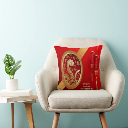 Capa de almofada decorativa Ano da Serpente, 45x45 cm (18x18 polegadas) 2